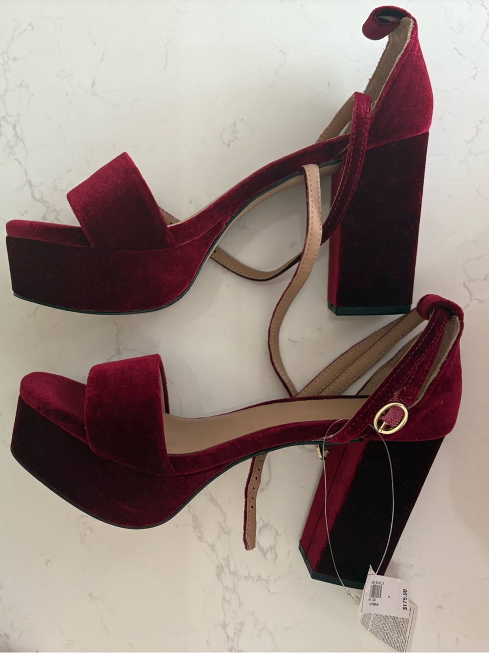 Banana Republic Burgundy Velvet Platform Block Heels